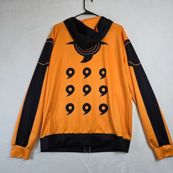 Naruto Hoodie Sweatshirt Mens Large Orange Anime Zip up 0639 - Picture 2 of 8